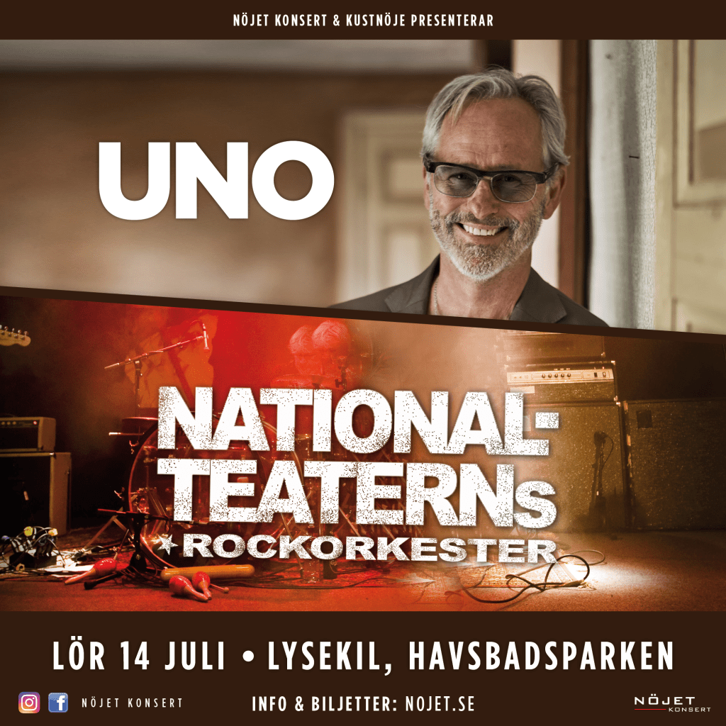 Lite info inför lördagens konsert i Havsbadsparken i Lysekil med Uno Svenningsson med band och Nationalteaterns Rockorkester.