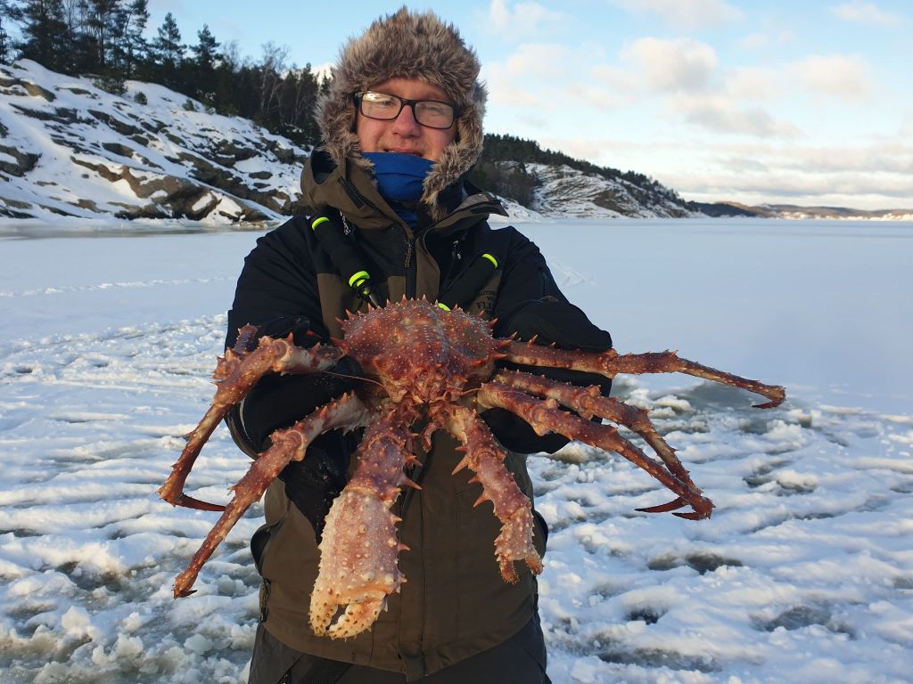 Familjen Hjelm havsfiskar på isen