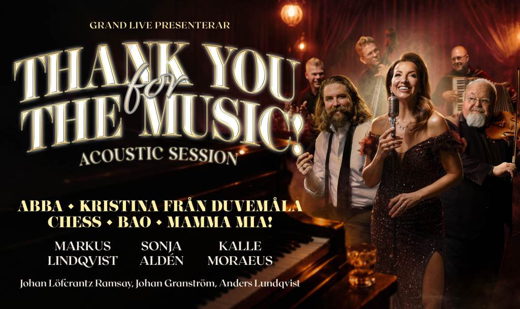 Thank You For The Music turnérar akustiskt i höst. Kalle Moraeus, Sonja Aldén och Markus Lindqvist med Johan Granström trio skapar&nbsp;magi